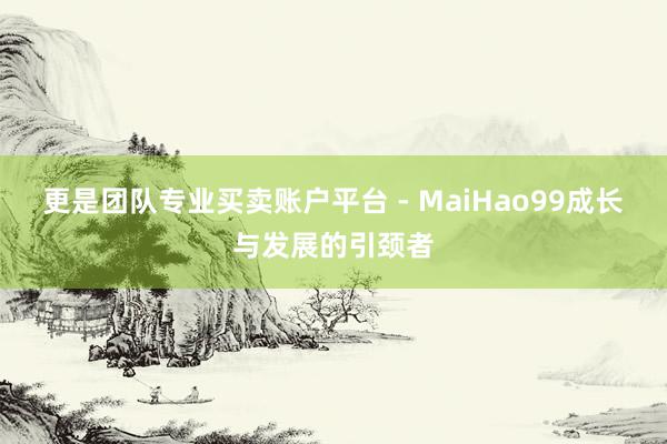 更是团队专业买卖账户平台 - MaiHao99成长与发展的引颈者